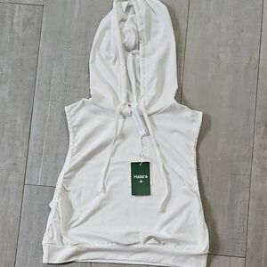 HALARA Ivory Sleeveless Hoodie
